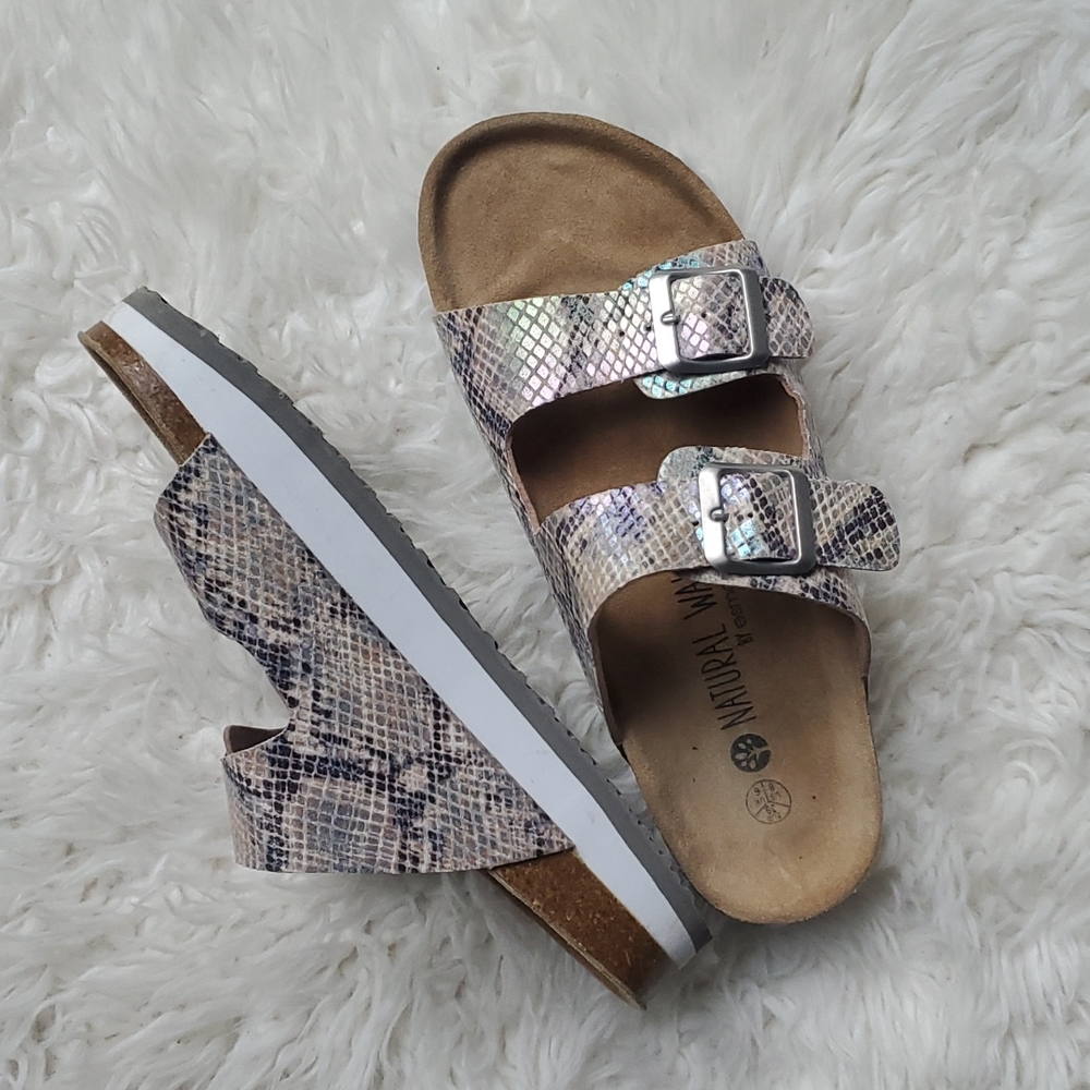 Natural Walk by Esmara metallic snakeskin sandals
